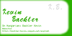 kevin backler business card